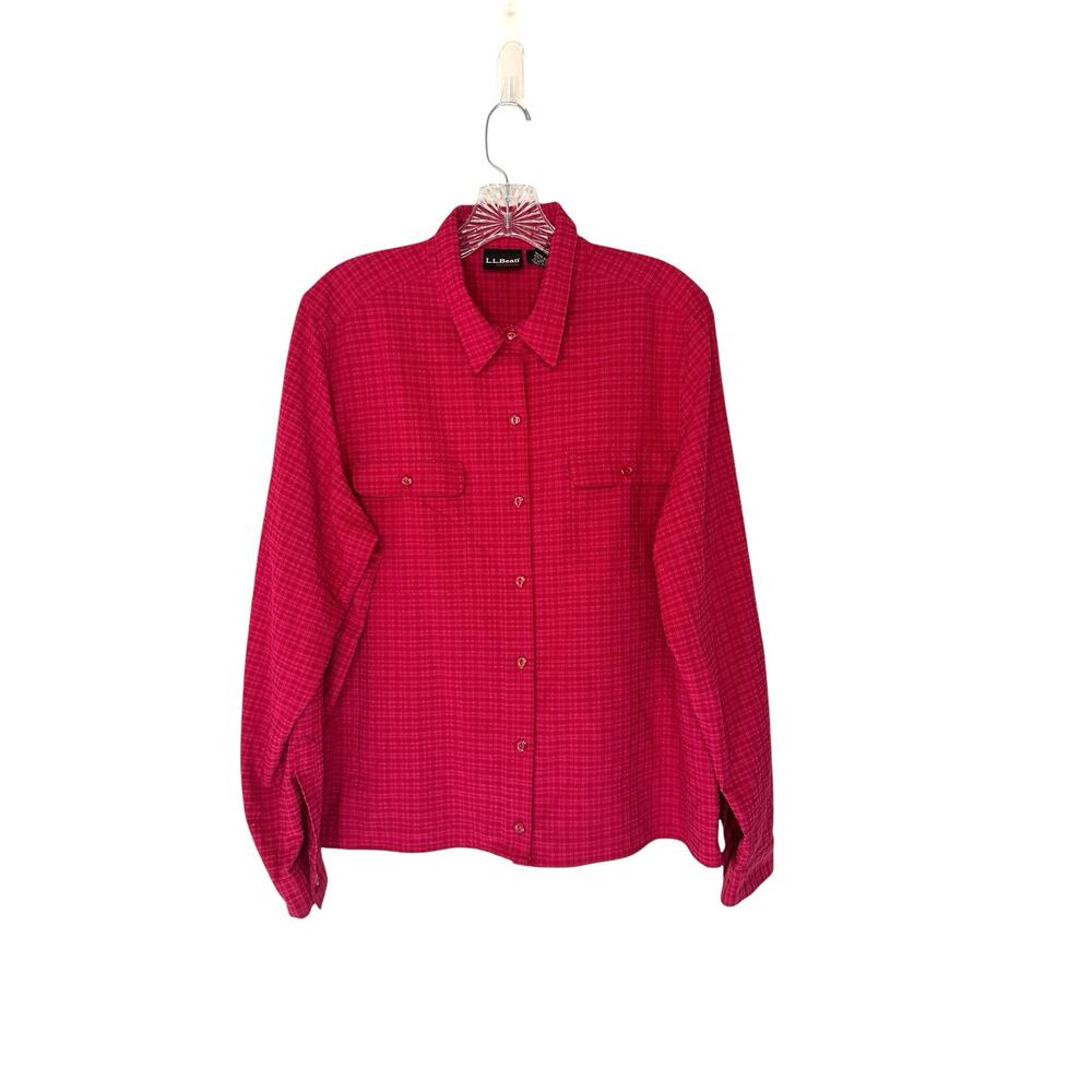 L.L.Bean Outdoors Women's Red Rugged Long Sleeve Button Up Shirtâ Size Large